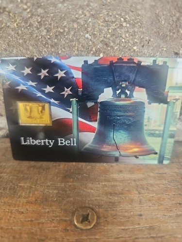 Liberty Bell 1/1000 oz .999 Fine Gold Bar in Display Card, American Flag! Lmt50k