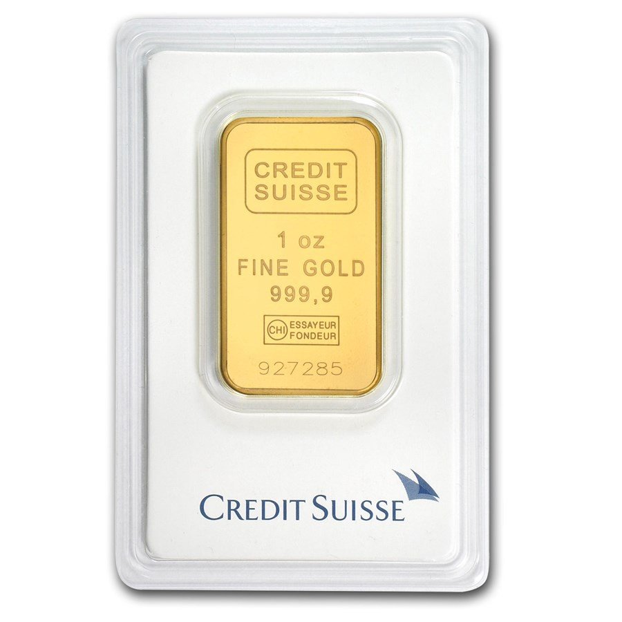 1 oz Gold Credit Suisse Bar w/ Assay Card