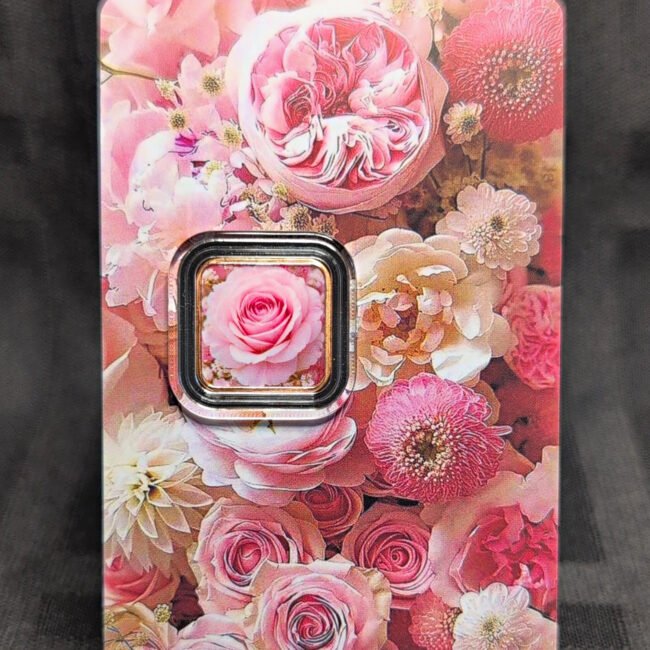 Pretty In Pink Rose Design 1g.999 Fine Colorized Copper Bar Serial #02496/10,000