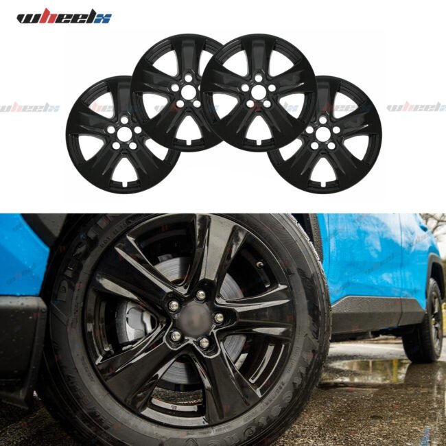 4x fit Toyota RAV4 XLE 2019-2024 Black 17" Wheel Skins Hub Caps Rim Skin Covers