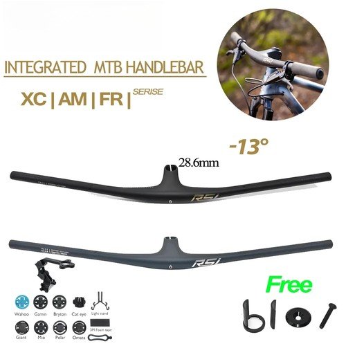 Full Carbon Fiber Integrated Mountain Bike Handlebar -13 Degree 28.6mm Clamp