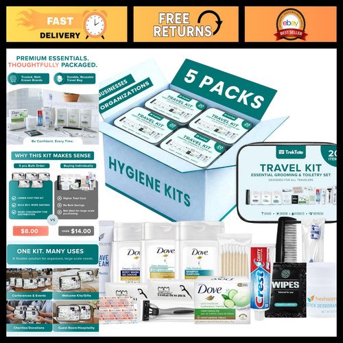 TrekTote 12 Piece Men’s Travel Toiletry Kit TSA Approved Travel Size Toiletries