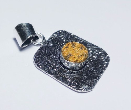 Titanium Druzy Round Shape Gemstone Handamde Pendent Jewelry Pendant Size 1.5 In