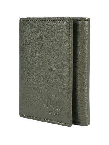 Trifold Premium Leather Wallet for Men with RFID Blocking (Olive Green)
