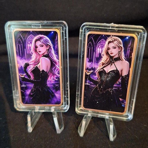 1 oz Copper Bars "Set of 2 Sexy Girls in Black Nice and reverse Not Nice"