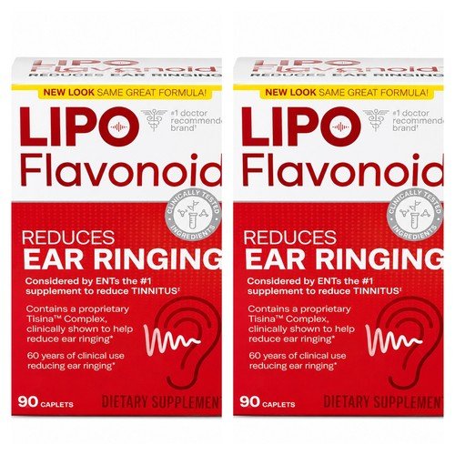 2 PACK Lipo Flavonoid Ear Ringing Supplement 90 Caplets Exp 06/2027+