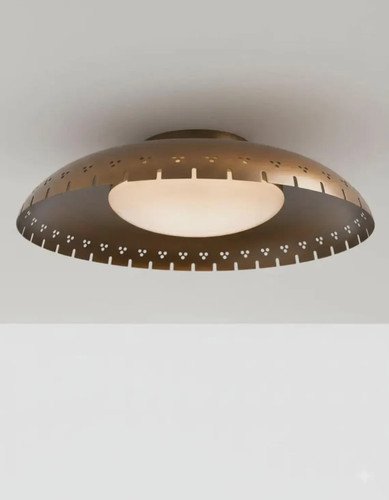 Mid Century Modern Brass Flush Mount Antique Patina Ceiling Light Handmade Ceili