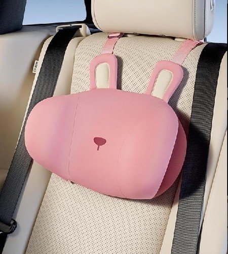 Car Neck Pillow For travel Memory Foam Pink Rabbit Adjustable Neck Support Kids