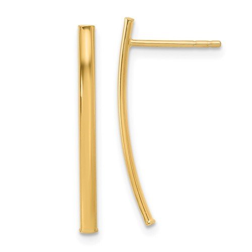 10k Yellow Gold Polished Bar Post Earrings