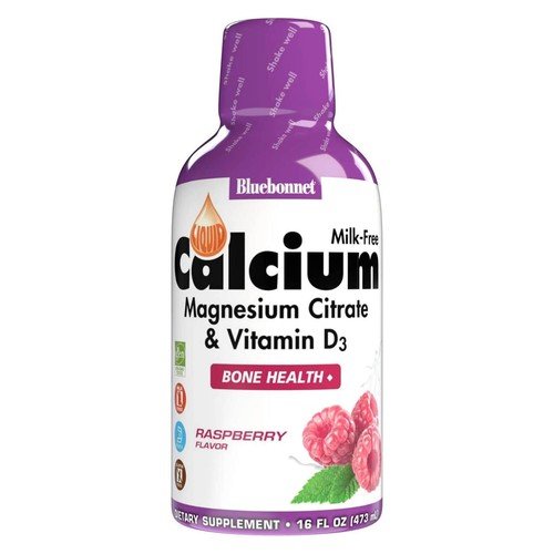 Bluebonnet Liquid Calcium Magnesium Citrate & Vitamin D3 Raspberry 16 Fl Oz