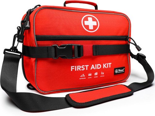 Premium 320-Piece First Aid Kit, Waterproof EVA Hard Shell Case,Red | Compact De