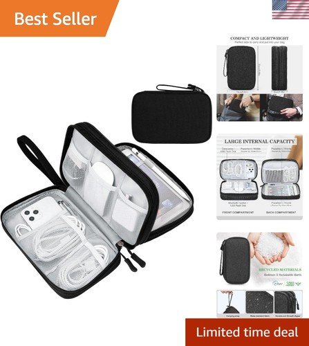 Electronic Organizer, Travel Tech Pouch Bag, Large, Black