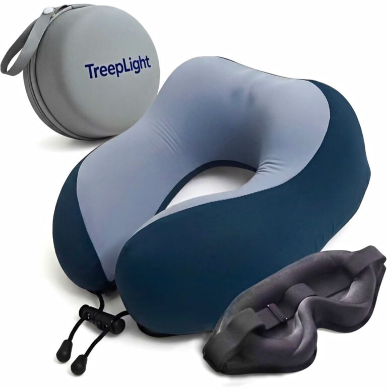 Travel Pillow Set – Memory Foam Neck Pillow with 3D Eye Mask & Carrying Case