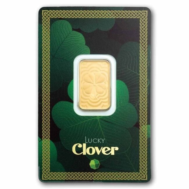 Pamp Suisse Good Luck Lucky Clover 5 gram Gold Bar in Assay