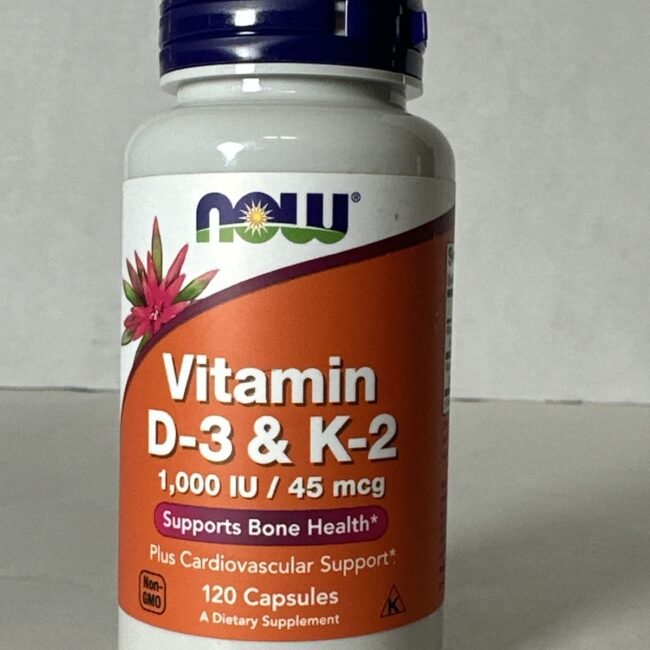 NOW FOODS Vitamin D-3 & K-2 120 Veg Capsules