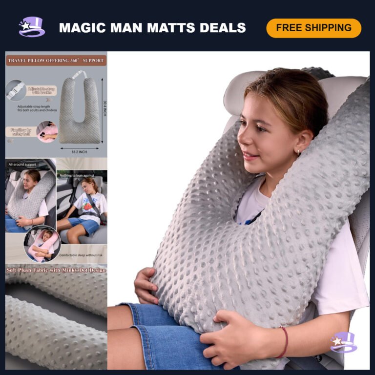 Ultra Large U-Shaped Travel Pillow for Kids & Adults – Neck Support for Car Slee