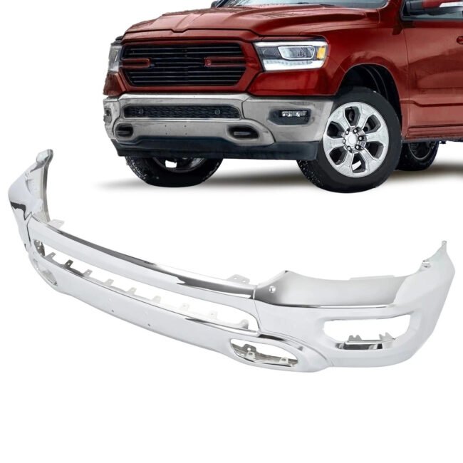 For Ram 1500 2019-24 Chrome Steel Front Bumper Face Bar W/ Fog Light Holes 3pcs