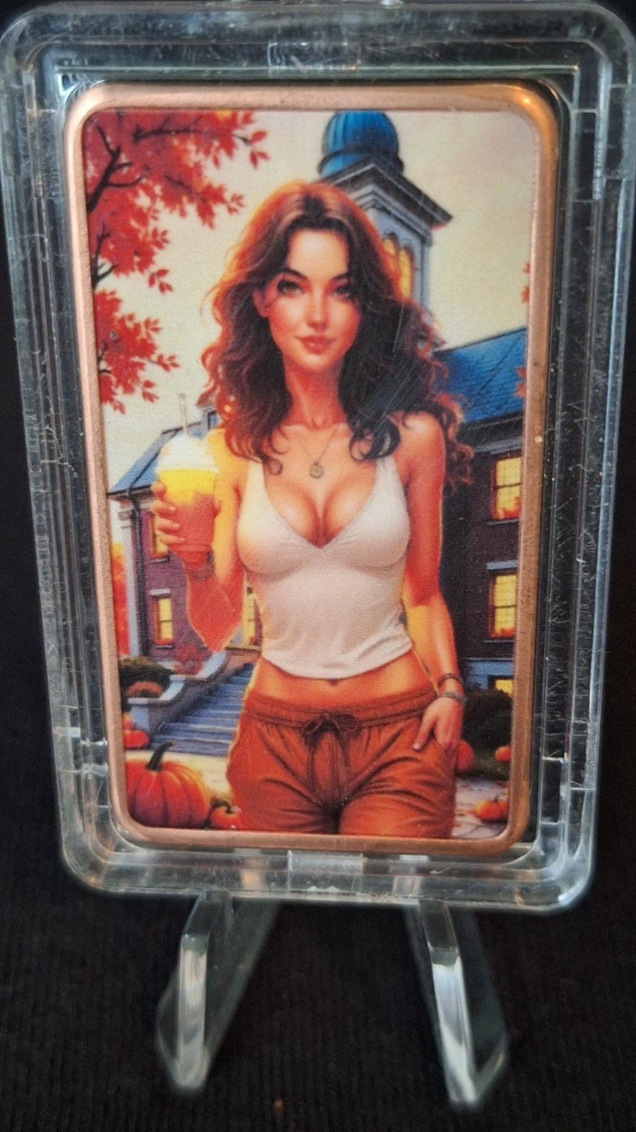 1 oz Copper Colorized Bar "Sexy Fall Woman Nice and reverse Naughty"