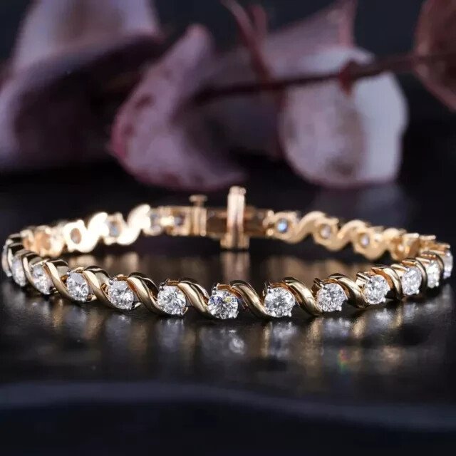 7Ct Round Cut Lab Created Diamond Women's Tannis Bracelet 14k yellow Gold Plated