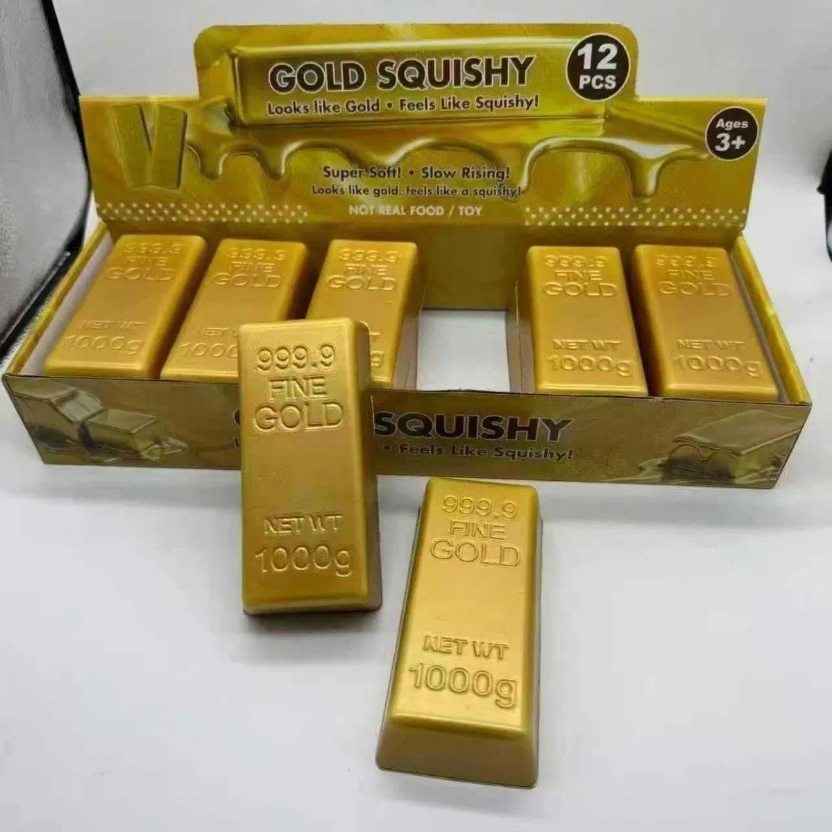 1pcsGold Bar Squishy Toy Slow Rebound Fidget Stress Relief Sensory Toy
