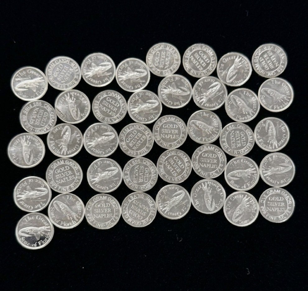 LOT OF 40 x 1 GRAM PURE .999 Fine Silver Gator Grams