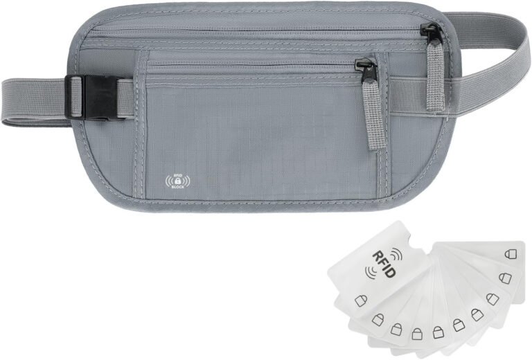 Money Belt For Travel Women Men Hidden Rfid Passport Holder For Travel (Grey)