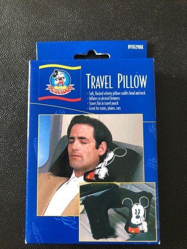 Disney Mickey Mouse Comfy Neck Travel Pillow Airplane Car New Vintage Black