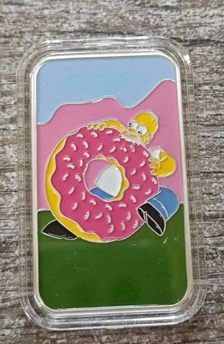 2024 Life-Size Donut Enamel  Homer Simpson DOH 1 oz silver Art Bar