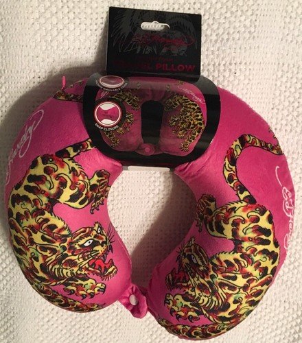 ED HARDY TATOO TIGER DESIGN TRAVEL NECK PILLOW Memory Foam PINK NWT