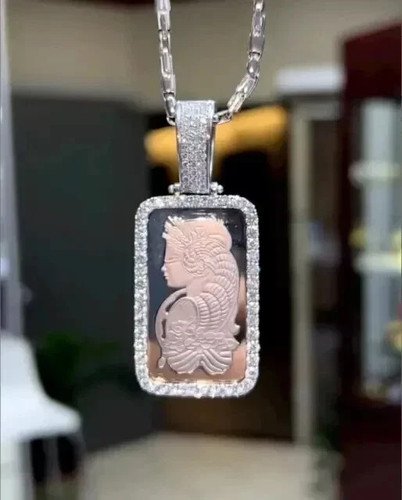 4Ct Round Lab Created 14k White Gold Plated Diamond Women Swiss Gold Bar Pendant