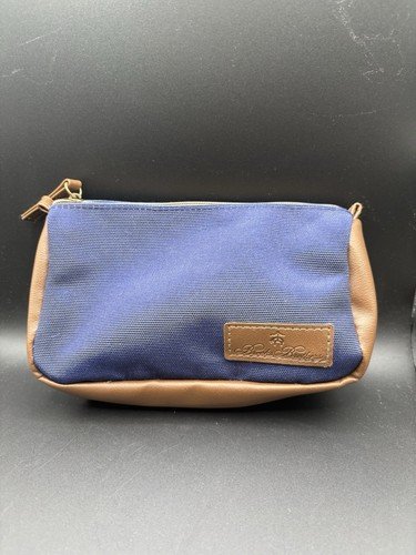 Brooks Brothers United Men Accessory Toiletry Bag Travel Pouch Blue Brown Lined