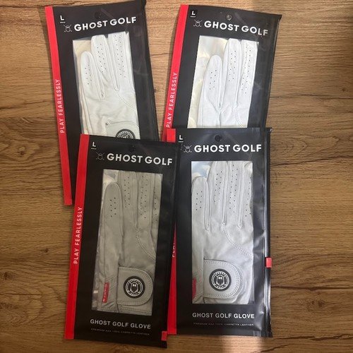 New Lot of 4 Ghost Golf Left-Hand Womens Ladies Golf Glove White & Gray Large