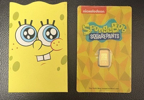 2025 SPONGEBOB SQUAREPANTS 1g Gold Bar Perth Mint Mintage 3000